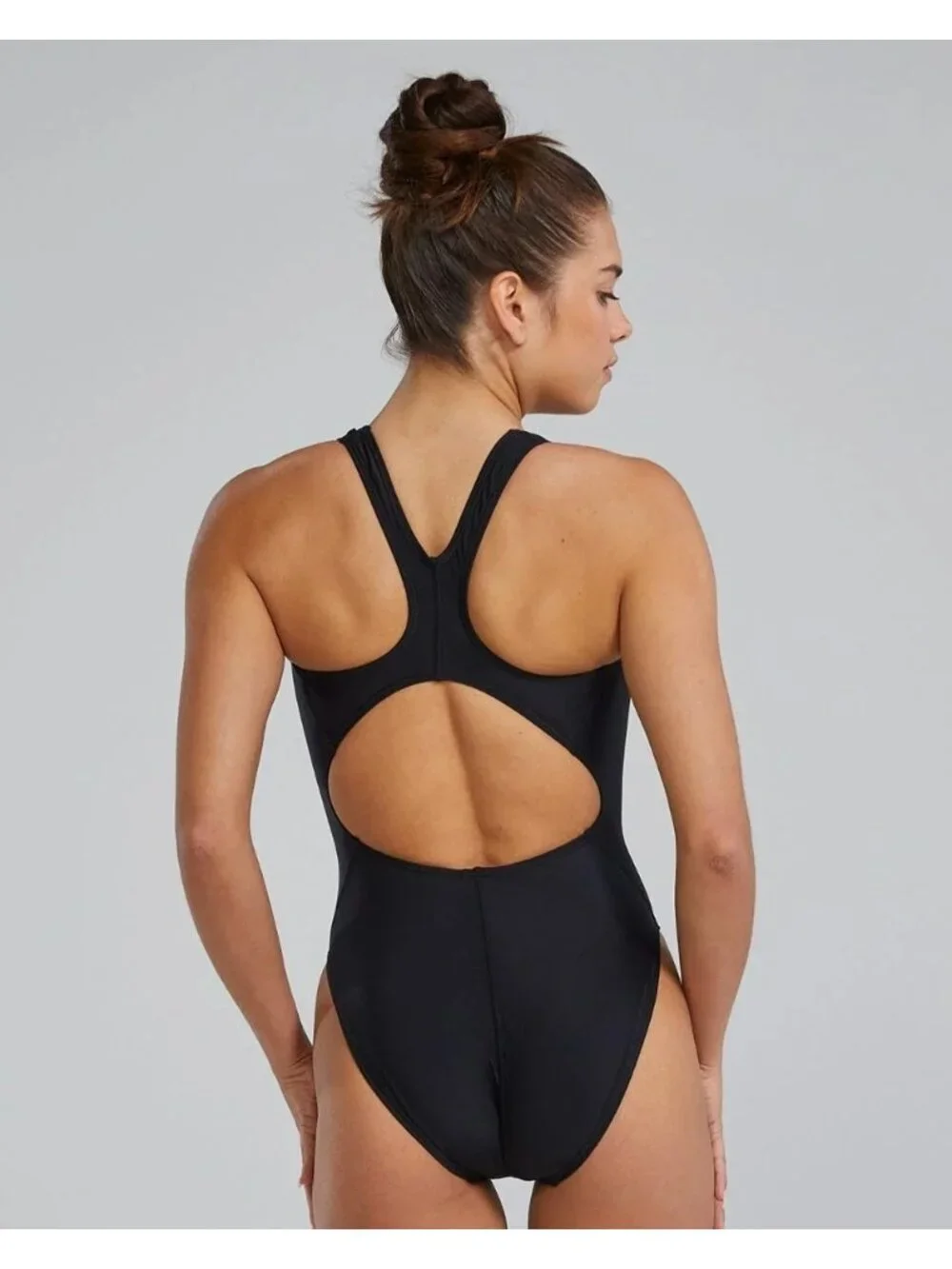 TYR NWT Womens Solid Maxfit Swimsuit Size 28 Black Chlorine Resistant UPF 50+ Re